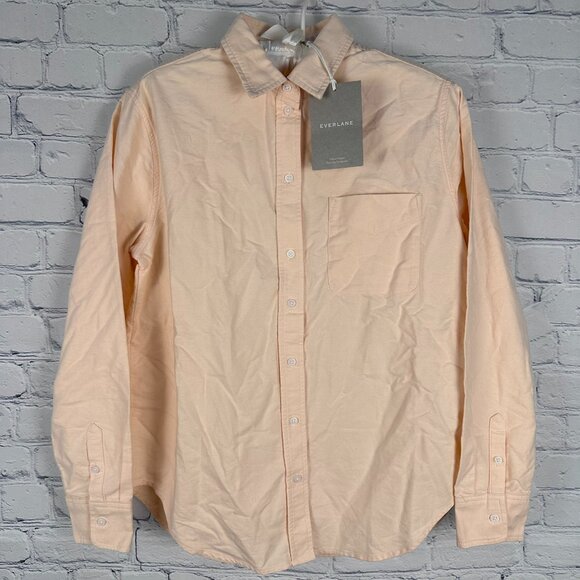 Everlane The Relaxed Oxford Organic Cotton Button Long Sleeve Shirt, Apricot - Picture 3 of 14